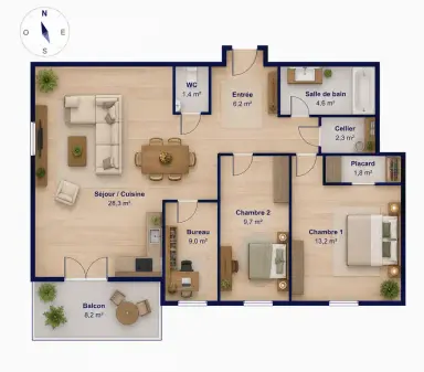 Plan 2D d’un appartement